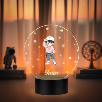 Personalized Boy LED Night Light, Custom with Name Warm White Light Kids Room Bedside Lamp Birthday Return Gift for Kids Boys
